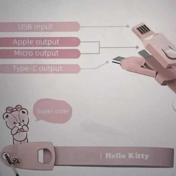 Hello Kitty Charger-Keychain Figure with IOS/USB-C Charge Strap-SECRET FIGURE - Picture 10 of 10